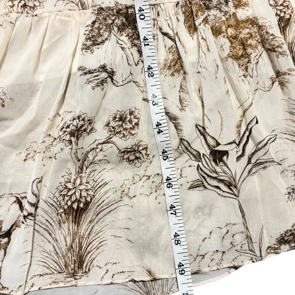 NWT Sandro Paris Natural Marro Ruffled Printed Gauze Midi Boho Dress Size 36/4 - Picture 6 of 8